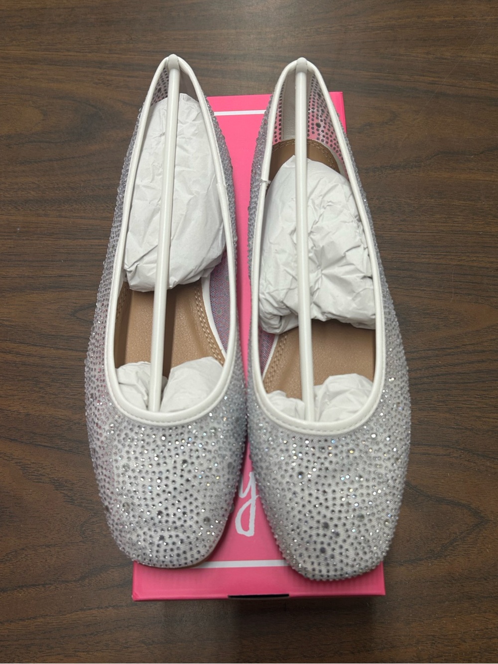 New Corkys It's a Vibe Rhinestone Embellished White Ballet Flat in White Sz 8 - Picture 4 of 11